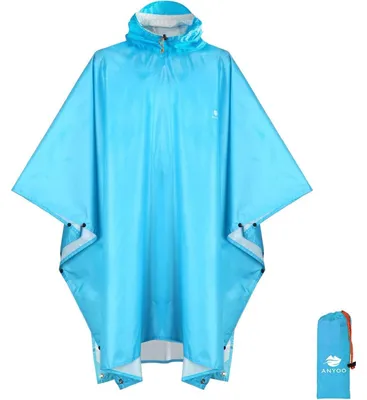 Produktbild von Regenponcho Uni Wasserdicht Atmungsaktiv Blau Faltbar Ripstop 200x140cm