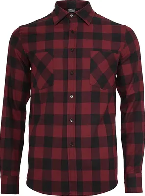 Produktbild von Urban Classics Flanellhemd Herren Checked Flanell Shirt schwarz/burgund L