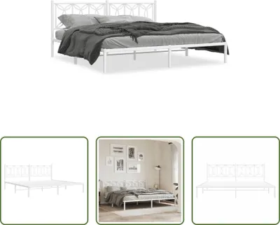 Produktbild von The Living Store Bettgestell mit Kopfteil Metall Weiß 193x203 cm