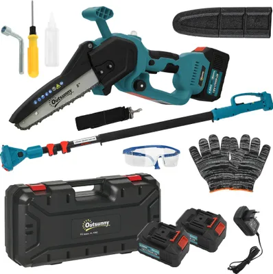 Produktbild von 2-in-1 Mini Kettensäge 580W mit Akku 8000mAh Sicherheitsverriegelung 8 Zoll 42 x 29 x 10,5 cm Blau