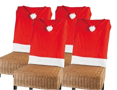 Produktbild von Stuhlhusse Nikolausmütze 4er-Set Weihnachtsmütze Stuhlüberwurf Stuhlbezug Deko