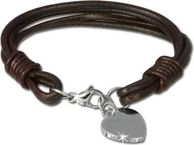 Produktbild von SilberDream Armband Leder Edelstahl Armschmuck braun Herz Herren Männer LAP005B