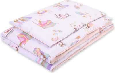 Image de Ensemble de literie pour enfant 2 pièces en coton 140x200 rose avec taie d'oreiller et housse de couette