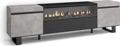 Immagine prodotto di COZY Mobile TV Soggiorno, 200x35x57cm, Per TV fino a 80, Camino elettrico, Cemento