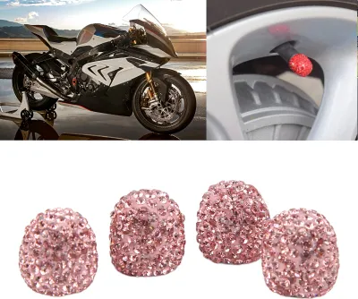Produktbild von 4 Stück Bling Ventilschaftkappen 15 mm Luftabdeckung Reifendekoration Universal für Auto MotorradRosa