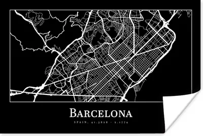 Produktbild von MuchoWow® Poster Stadtplan - Barcelona - Karte 120x80 cm - Bilder