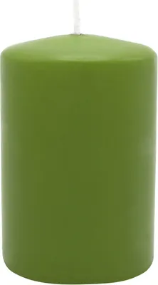 Produktbild von Stumpenkerze aus Paraffin, Olive, WENZEL, 80/60 mm, Brenndauer ca. 22h, selbstverlöschend