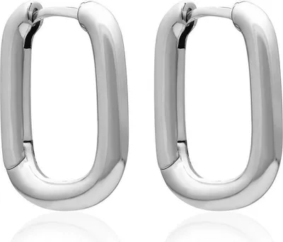 Produktbild von Eckige Creolen für Damen aus 925er Silber von JEWLIX