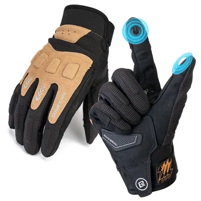Obrázek produktu pro ROCKBROS Pánské cyklistické rukavice s dotykovým displejem, celoprsté, běžecké rukavice, MTB, tlumící nárazy, protiskluzové, zimní, podzimní, outdoorové, velikost XL