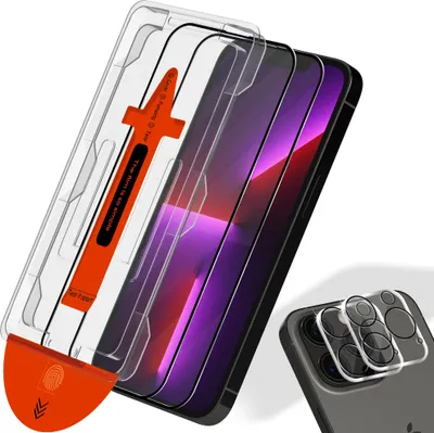 Zdjęcie produktu dla 2-pak iPhone 13 Pro Max Szkło ochronne na ekran & 2-pak ochrona obiektywu - Szkło hartowane | [Automatyczna instalacja] - Bez bąbelków