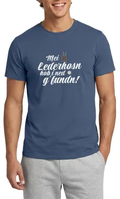 Produktbild von Spreadshirt Bayern Lederhose Ersatz Volksfest Trachtenshirt Männer T-Shirt, L, Dunkles Denimblau