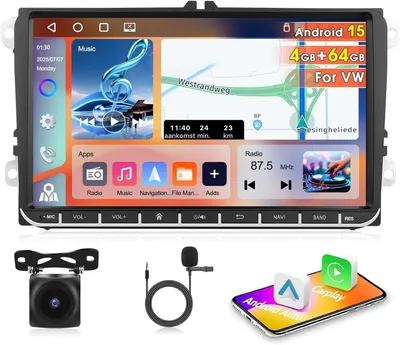 Obrázok produktu pre Android autorádio 2-DIN s 9-palcovým displejom, bezdrôtovým CarPlay a GPS