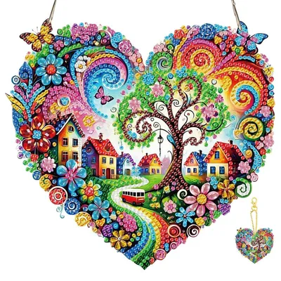 Image de Kit de peinture diamant pour décoration de fenêtres, avec chaîne, pour adultes, comprenant des motifs de paysages et un kit de loisirs créatifs