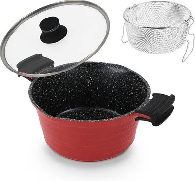 Produktbild von Famanu Bratpfanne 2 in 1 - 24 cm mit Frittierkorb und Antihaftbeschichtung