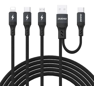 Produktbild von Dudao L3W 66W USB-A/USB-C auf Lightning/USB-C/MicroUSB Ladekabel Schwarz