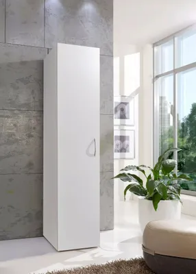 Produktbild von Garderobenschrank - Weiß matt - 30 x 185 cm - 1 Tür - 6 Einlegeböden