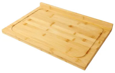 Productafbeelding van Zimilo snijplank van bamboe, 45 x 32 cm, extra dik (20 mm), met opvangrand en aanslagrand, aan beide zijden te gebruiken, duurzaam