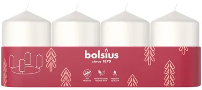 Produktbild von Bolsius Pillar Advent Kerzen, weiß, 60x40 mm, 4 Stück