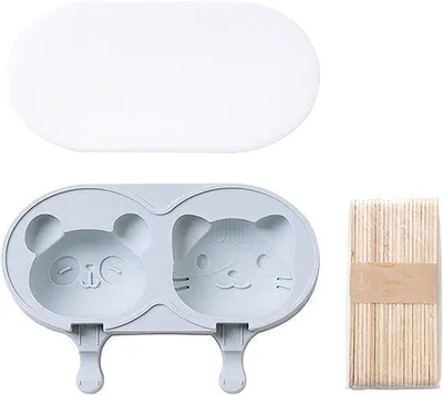 Produktbild von VHV - Eisform – lebensmittelechte Silikonform, rechteckig, 1 Stück – mit Deckel, leicht zu entformen – für Eiskreationen, Desserts und sommerliche Getränke