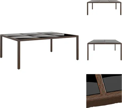 Obrázek produktu pro vidaXL Zahradní stůl se skleněnou deskou hnědý 200x150x75 cm ratan - Zahradní stoly