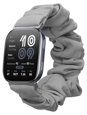 Produktbild von kwmobile Ersatz Armband kompatibel mit Amazfit Bip 6 - Smartwatch Scrunchie Haargummi Design Grau - Innenmaße 14 - 19 cm