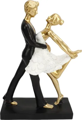 Obrázek produktu pro Romantický pár tančící sochy dekorace pryskyřice elegantní pár baletní tanečnice socha figurka ornament zlatá 7130W?01