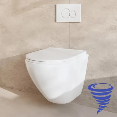 Produktbild von Wand-WC mit Unterputzspülkasten - Rund Weiß - Betätigungsplatte Rund Weiß - Linea