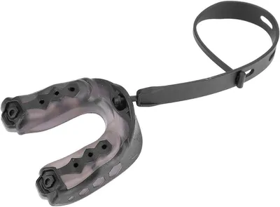 Produktbild von Fußball-Mundschutz mit Riemen – Geeignet für alle Jugendlichen und Erwachsenen für Fußball, Boxen, Basketball, Rugby, Lacrosse und Hockey (Schwarz)