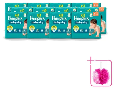 Produktbild von 12 x Pampers Baby-Dry Windeln Größe 3 (6-10 kg) - Sparpackung - 12 Stücke