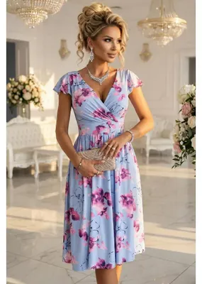 Produktbild von Kleid NUMOCO 425-14 BLAU MIT BLUMEN Größe: M