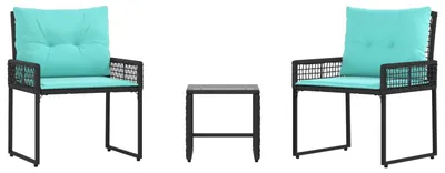 Produktbild von vidaXL Gartenmöbel-Set 3 stk. Schwarz und Türkis
