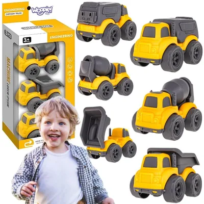Produktbild von Woopie 3-in-1-Set, Baufahrzeuge, Müllwagen, Betonmischer, Muldenkipper