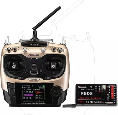 Zdjęcie produktu dla RadioLink AT9S 2.4GHz 10CH Transmiter upgrade z R9DS DSSS & FHSS Złoto odbiornika