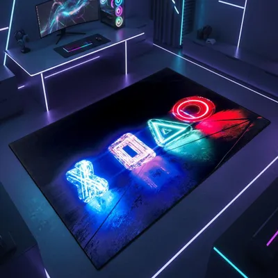 Image de Tapis de jeu antidérapant avec des motifs aux couleurs fluo - Dimensions : 50 x 90 cm