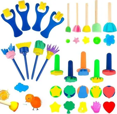 Image de Set de 18 éponges et brosses pour enfants et adultes