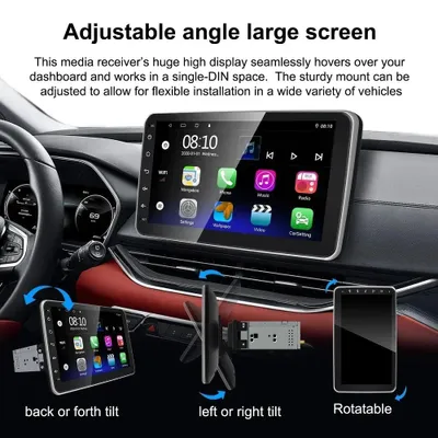 Image de Autoradio Android 1 DIN avec écran rotatif de 10 pouces, Bluetooth 5.0 et intégration smartphone