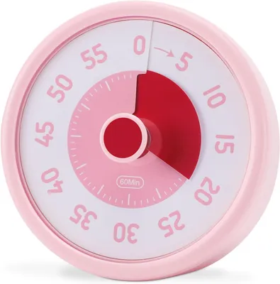 Imagen del producto de Temporizador visual de cuenta regresiva, 60 minutos, silencioso, color rosa, ideal para la cocina y el aula