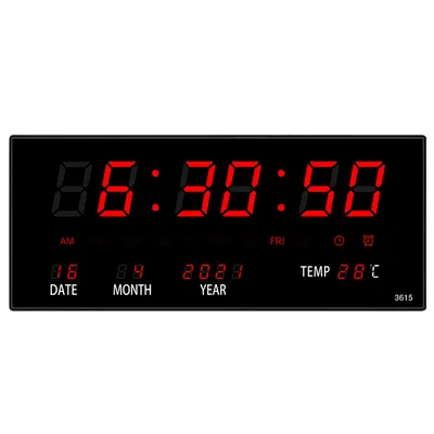 Productafbeelding van Creatieve digitale LED-klok - multifunctionele wandklok voor de woonkamer met kalender, rood