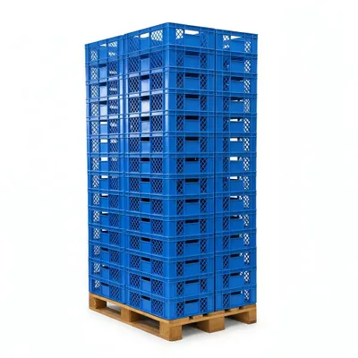 Produktbild von 56 Stück Bäckerkisten Brotkisten 600 x 400 x 150 mm in blau