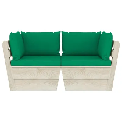 Image de vidaXL Canapé de jardin en palettes 2 places avec coussins épicéa