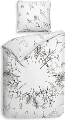 Produktbild von Heckett and Lane Fresia Bettwäsche 135 White Bettwäsche 1 x Bettbezug 135x200 + 1 x Kopfkissenbezug 80x80 White Flora weiß