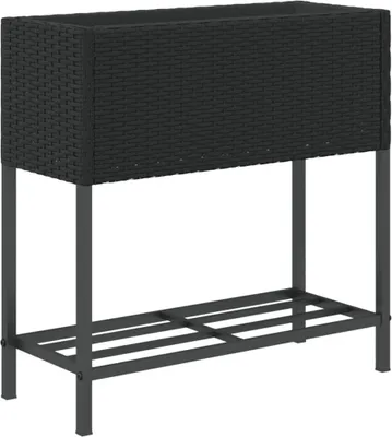 Produktbild von vidaXL Pflanzkübel mit Ablage Schwarz Poly Rattan
