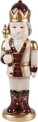 Immagine prodotto di Clayre & Eef decorazione natalizia statuetta schiaccianoci 9x7x26 cm Vetroceramica beige