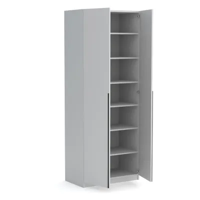 Produktbild von Kleiderschrank Pablo 90 cm, Weiß mit Einlegeplatten, Drehtürenschrank, Farbauswahl, 90x54x234 cm 2-türig,