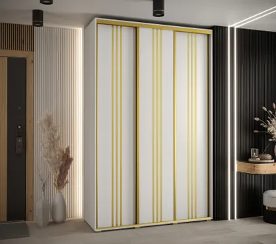 Obrázok produktu pre Šatníková skriňa ASIRI 6 - 150/45 cm, biela / zlatá