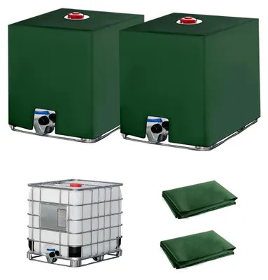 Produktbild von 2er Set IBC Tankabdeckung, Abdeckplane für 1000L Wassertank, Zubehör für IBC Container, Abdeckung für Regenwassertank, Anti-UV Schutzplane, 116 x 100 x 120 cm
