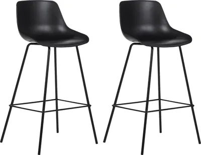 Produktbild von BELIANI Barstuhl 2er Set Schwarz Kunststoff und Metall mit Lehne Fußstützen Modernes Design Sitzmöbel Wohnzommer Küche Bar Wohnküche Ausstattung