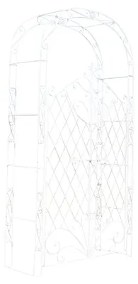 Produktbild von CLP Eisen Rosenbogen Melissa Mit Tor / Tür I Rankbogen Im Landhaus-Stil I Doppeltor Höhe 150 cm I Maße gesamt: B 120 cm, H 220 cm, T 40 cm weiß