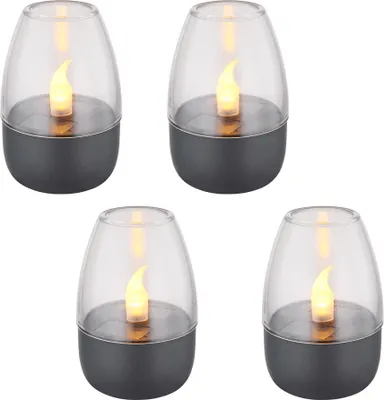 Produktbild von 4er Set LED Solarleuchte, IP44, Akku, Edelstahl, grau, H 9cm