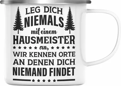 Produktbild von Trendation - Hausmeister Emaille Tasse Lustige Sprüche Geschenke Lustig Spruch Haustechniker (Silber)